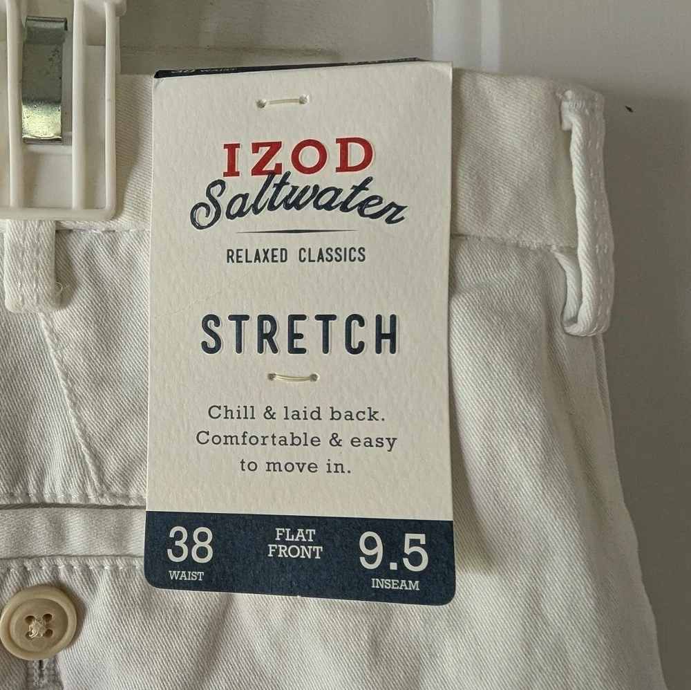 Izod Saltwater Men's Crisp White Flat Front Shorts W38